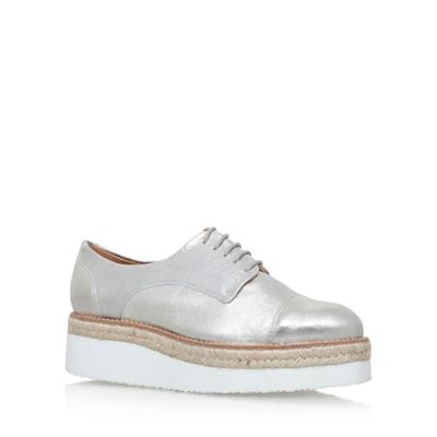 Silver 'Lila' mid heel lace up shoe